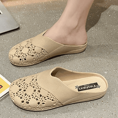 Women's Solid Flat Sandals Slip On Non slip Half Drag Slides Shoes