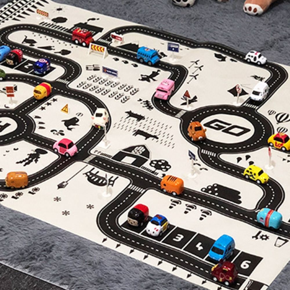City Traffic Road Map Carpet for Kids Parking Lot Roadmap Play Mat
