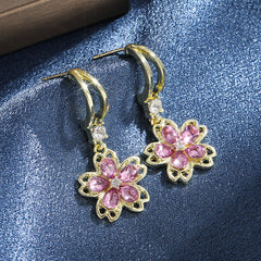 Flower Shape Crystal Zircon Drop Earrings - Girl Jewelry