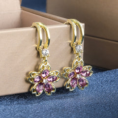 Flower Shape Crystal Zircon Drop Earrings - Girl Jewelry