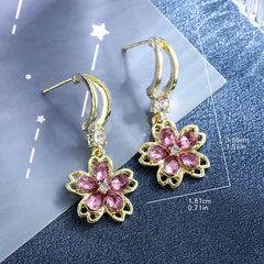 Flower Shape Crystal Zircon Drop Earrings - Girl Jewelry