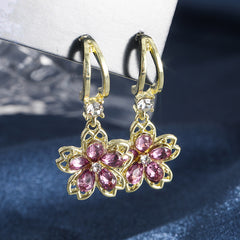 Flower Shape Crystal Zircon Drop Earrings - Girl Jewelry