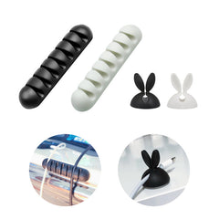 2pcs Silicone Car Wire USB Cable Holder Self adhesive Organizer Rabbit Shape