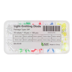 100PCS LED Assortment Kit Red Yellow Green DIY Electronics F3 F5 Emitting Diodes