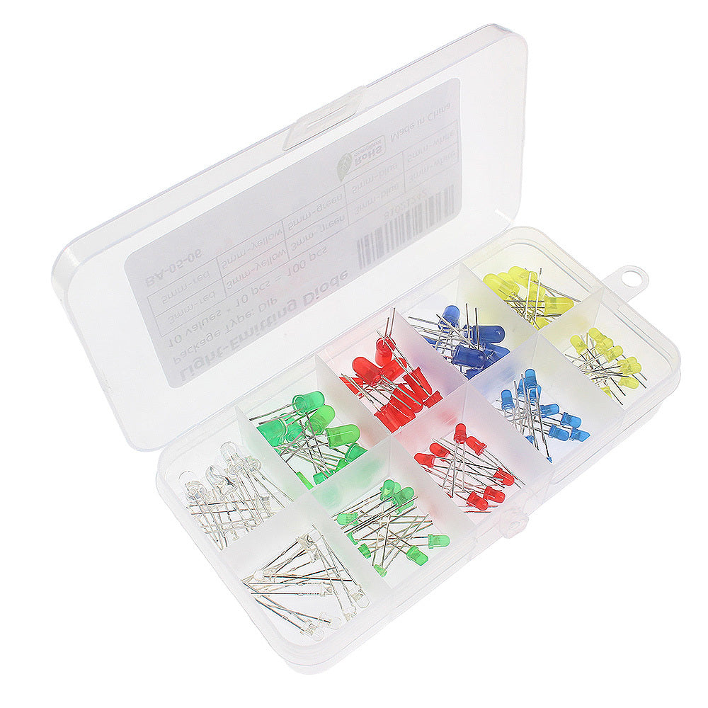 100PCS LED Assortment Kit Red Yellow Green DIY Electronics F3 F5 Emitting Diodes