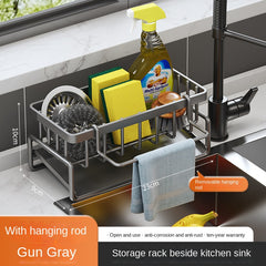 Stainless Steel Kitchen Faucet Sponge Holder and Drain Rack