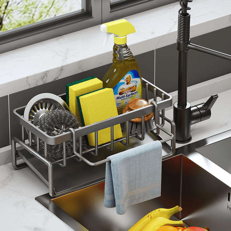 Stainless Steel Kitchen Faucet Sponge Holder and Drain Rack