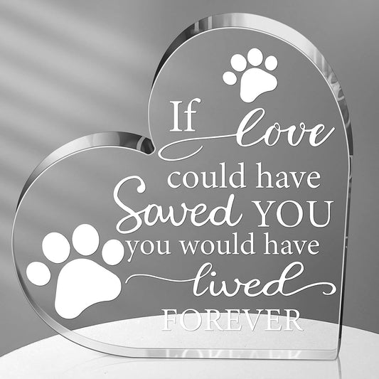 Crystal Acrylic Heart Decor Pet Memorial Gift Cat