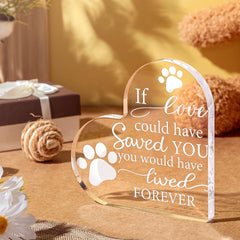 Crystal Acrylic Heart Decor Pet Memorial Gift Cat