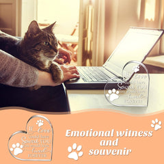 Crystal Acrylic Heart Decor Pet Memorial Gift Cat
