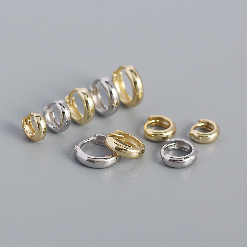 925 Silver Round Hoop Earrings For Daily Decoration