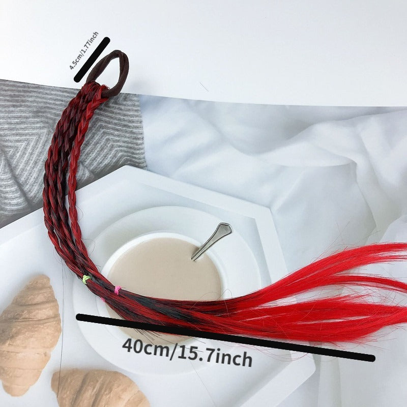 Girl's Gradient Braid Wig Hair Tie Weaving Simulation Twist Braid Hair Elastic