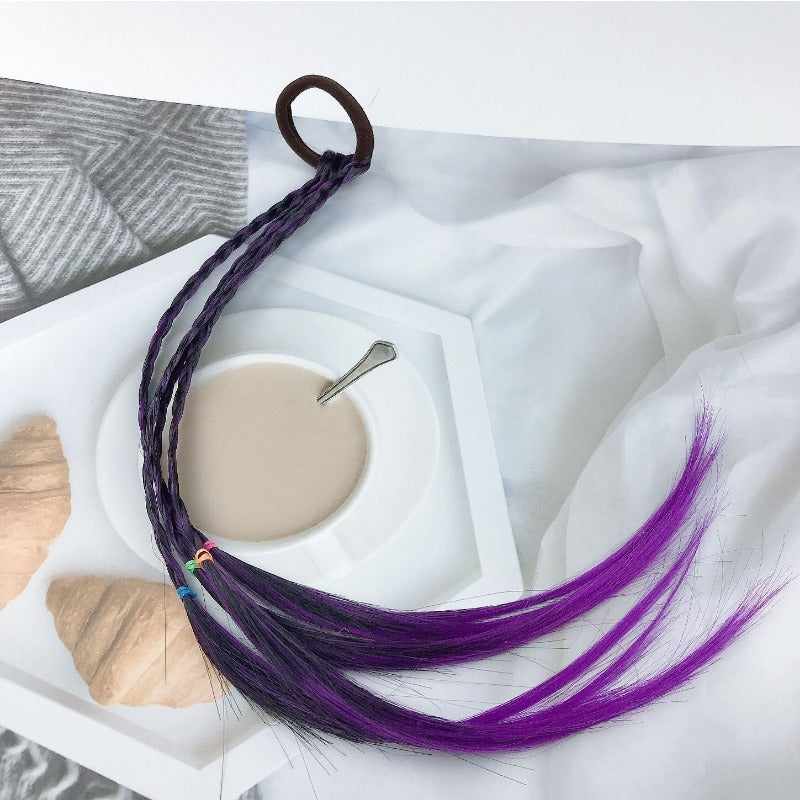 Girl's Gradient Braid Wig Hair Tie Weaving Simulation Twist Braid Hair Elastic