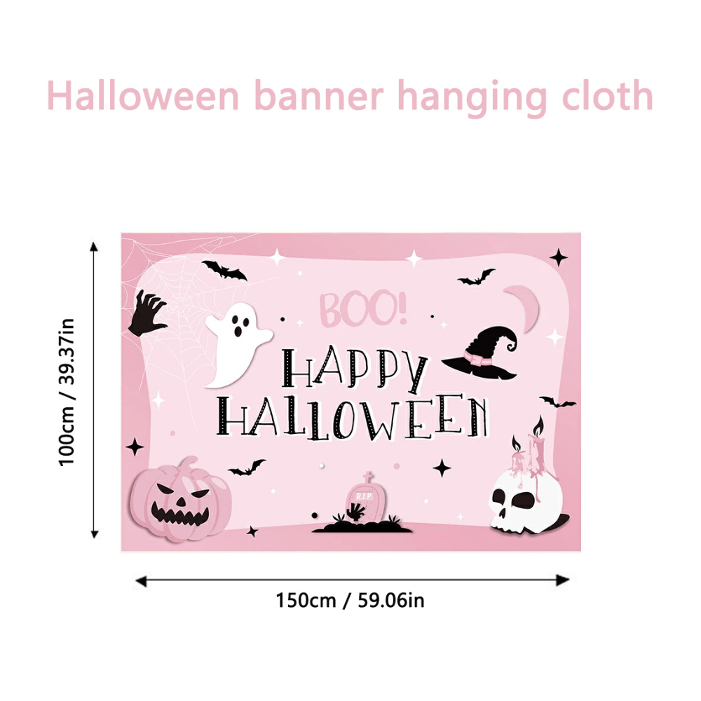 9pcs Pink Halloween Table Decorations Outdoor Party Props & Banner