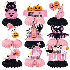9pcs Pink Halloween Table Decorations Outdoor Party Props & Banner
