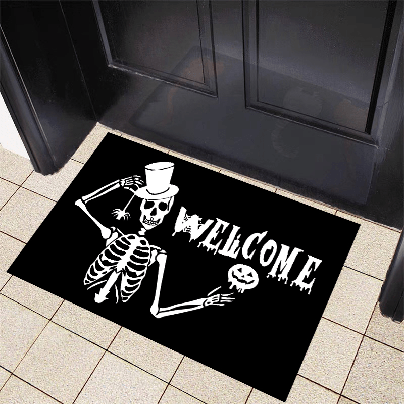 Fluffy Halloween Skull Decorate Foor Mat Entrance Plush Floor Mat