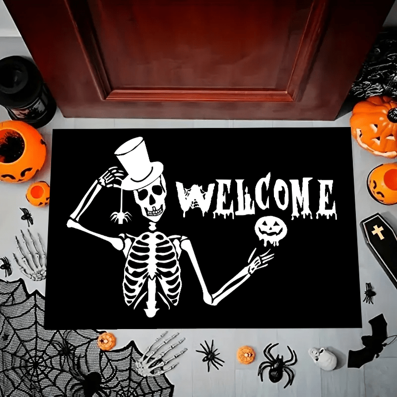 Fluffy Halloween Skull Decorate Foor Mat Entrance Plush Floor Mat