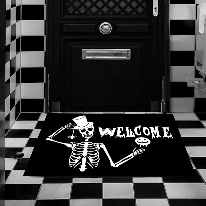 Fluffy Halloween Skull Decorate Foor Mat Entrance Plush Floor Mat