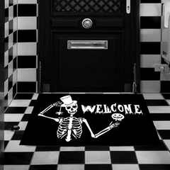 Fluffy Halloween Skull Decorate Foor Mat Entrance Plush Floor Mat