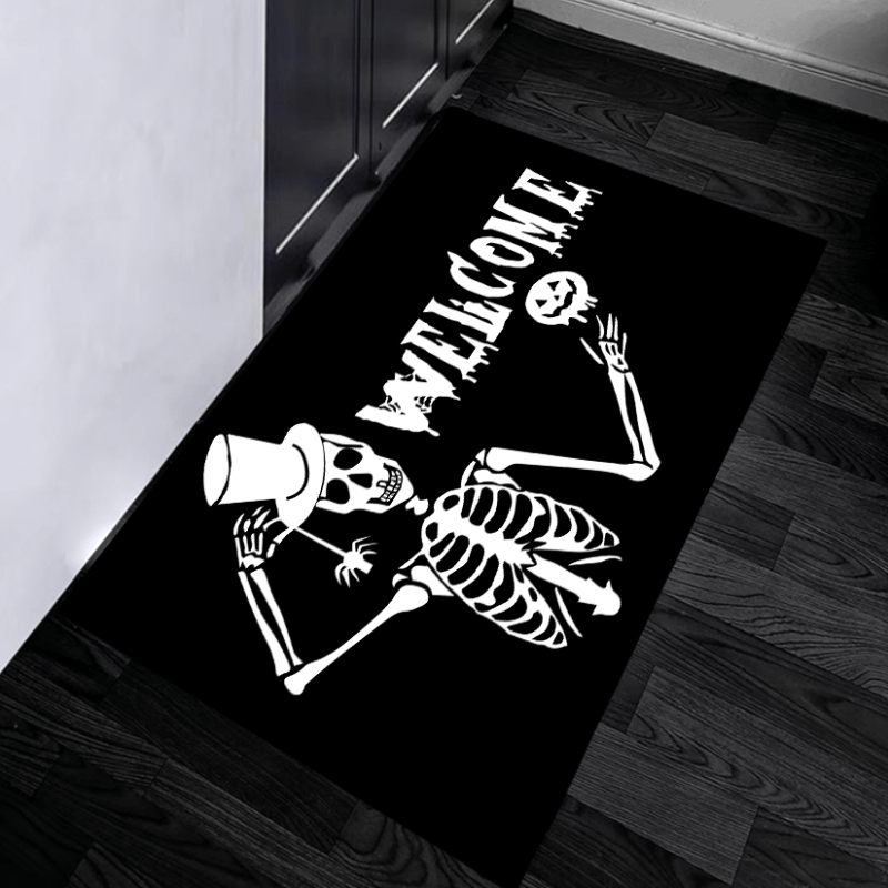 Fluffy Halloween Skull Decorate Foor Mat Entrance Plush Floor Mat