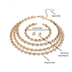 Rhinestone Choker Necklace Earrings Bangle Set