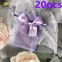 Bow Candy Yarn Bag Solid Pearl Yarn Bag Jewelry Gift Bag 12 X 17