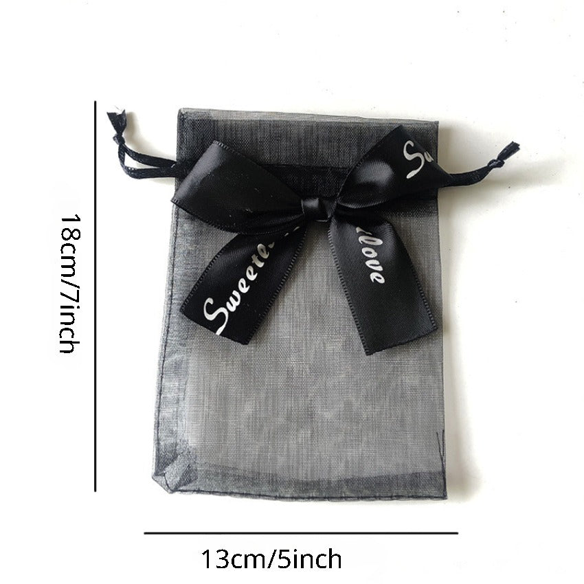 Bow Candy Yarn Bag Solid Pearl Yarn Bag Jewelry Gift Bag 12 X 17
