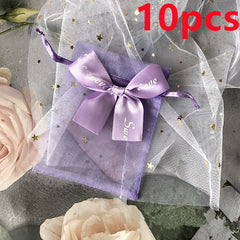 Bow Candy Yarn Bag Solid Pearl Yarn Bag Jewelry Gift Bag 12 X 17