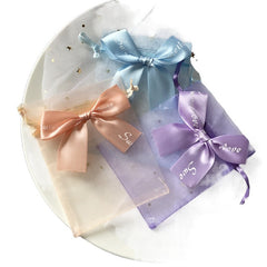 Bow Candy Yarn Bag Solid Pearl Yarn Bag Jewelry Gift Bag 12 X 17