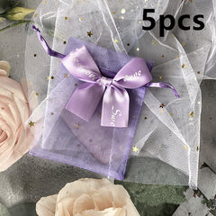 Bow Candy Yarn Bag Solid Pearl Yarn Bag Jewelry Gift Bag 12 X 17