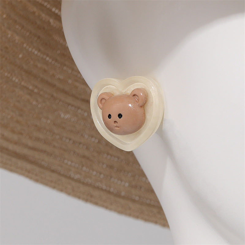 10pcs Candy Mini Resin Stud Earrings Cute Cartoon Pattern Niche Ear Jewelry