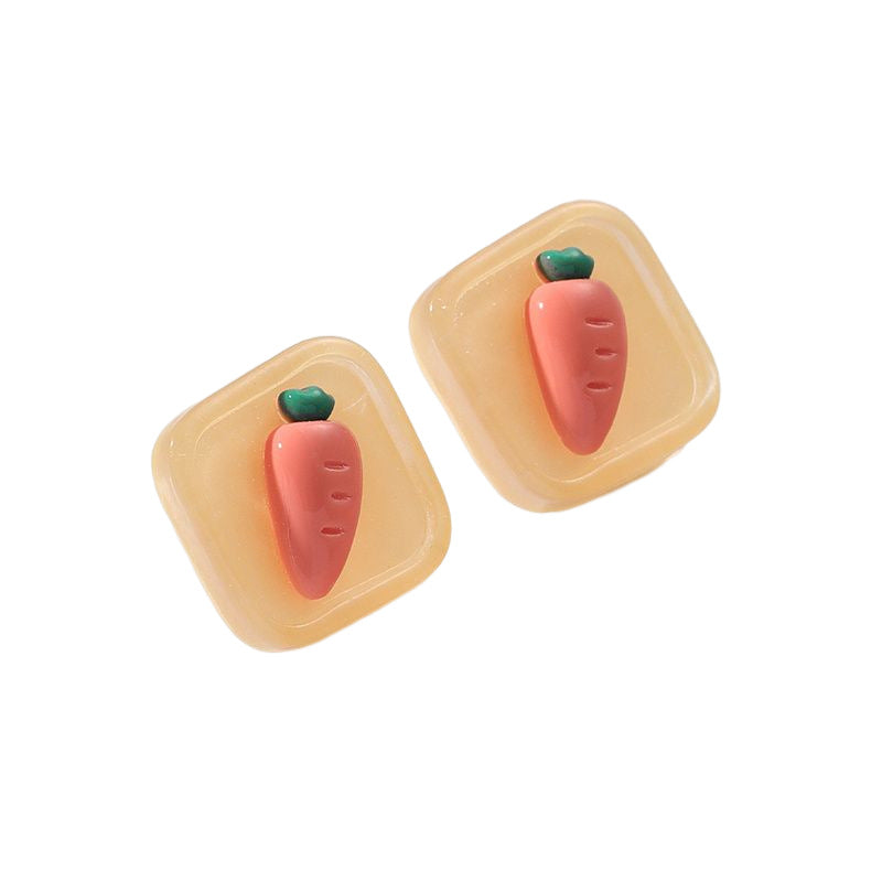 10pcs Candy Mini Resin Stud Earrings Cute Cartoon Pattern Niche Ear Jewelry