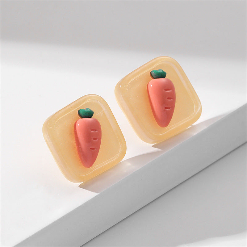 10pcs Candy Mini Resin Stud Earrings Cute Cartoon Pattern Niche Ear Jewelry