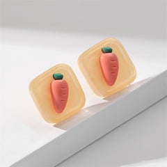 10pcs Candy Mini Resin Stud Earrings Cute Cartoon Pattern Niche Ear Jewelry