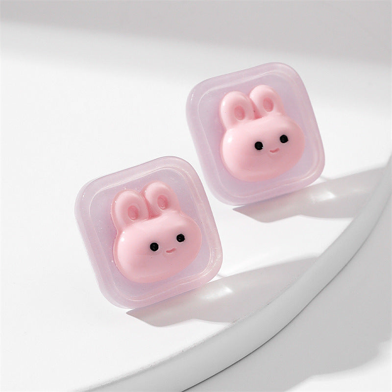 10pcs Candy Mini Resin Stud Earrings Cute Cartoon Pattern Niche Ear Jewelry