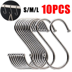 10pcs Stainless Steel S Hook Multifunctional Hanger Clasp