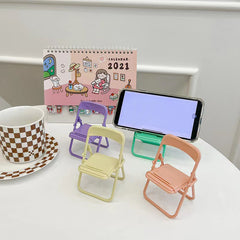 Pink Mini Chair Cell Phone Stand Foldable Mobile Holder