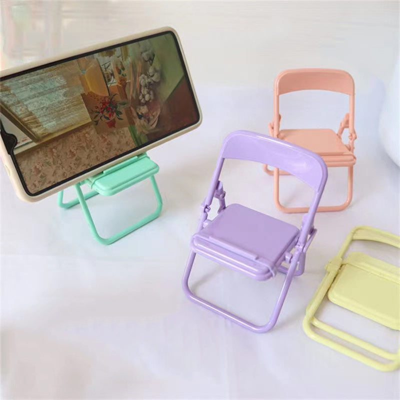 Pink Mini Chair Cell Phone Stand Foldable Mobile Holder