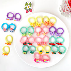 Colorful Cartoon Flower Fruit Scrunchies Hair Bands for Baby Girls
