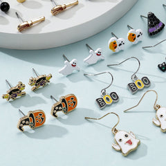20 Pairs Halloween Witch Ghost Pumpkin Earrings Funny Horror Earrings