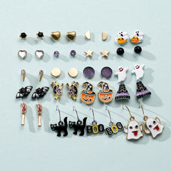 20 Pairs Halloween Witch Ghost Pumpkin Earrings Funny Horror Earrings