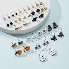 20 Pairs Halloween Witch Ghost Pumpkin Earrings Funny Horror Earrings