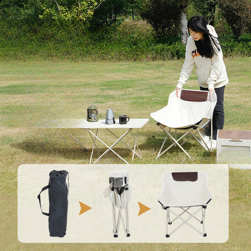 Portable Folding Chair Aluminum Alloy Moon Chair for Outdoor Camping Picnic