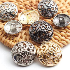 10pcs Retro Hollow Metal Buttons DIY Sewing Golden Jacket Coat 15 2