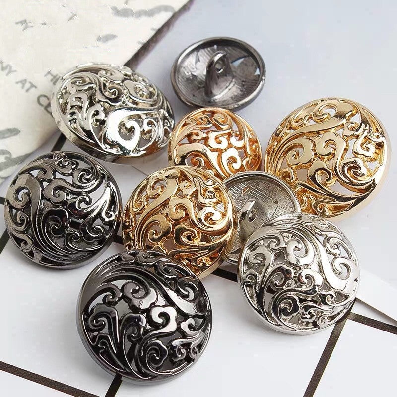 10pcs Retro Hollow Metal Buttons DIY Sewing Golden Jacket Coat 15 2