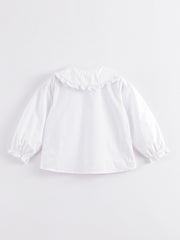 MARC&JANIE Girls Cotton Ruffle Trim Collar Shirt Kid s Button Down Blouse