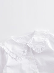 MARC&JANIE Girls Cotton Ruffle Trim Collar Shirt Kid s Button Down Blouse