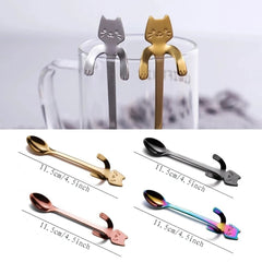 1pc Cat Shape Stainless Steel Coffee Spoon Teaspoon