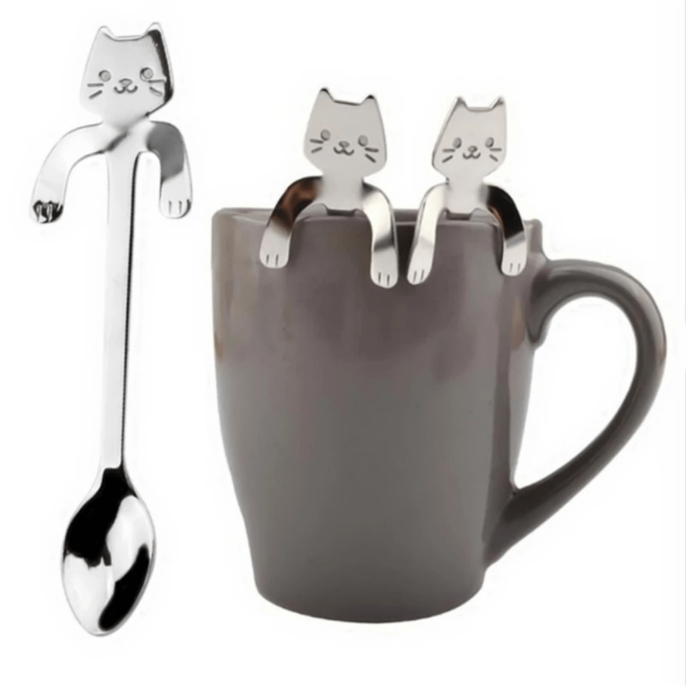 1pc Cat Shape Stainless Steel Coffee Spoon Teaspoon