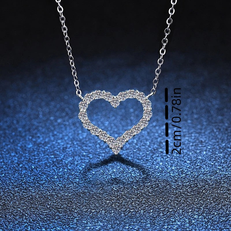 Heart Shaped Pendant Necklace for Girls with Sparkling Hollow Design